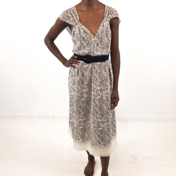 Calypso 100% Silk Snakeskin Print Midi Maxi Dress - Picture 6 of 8